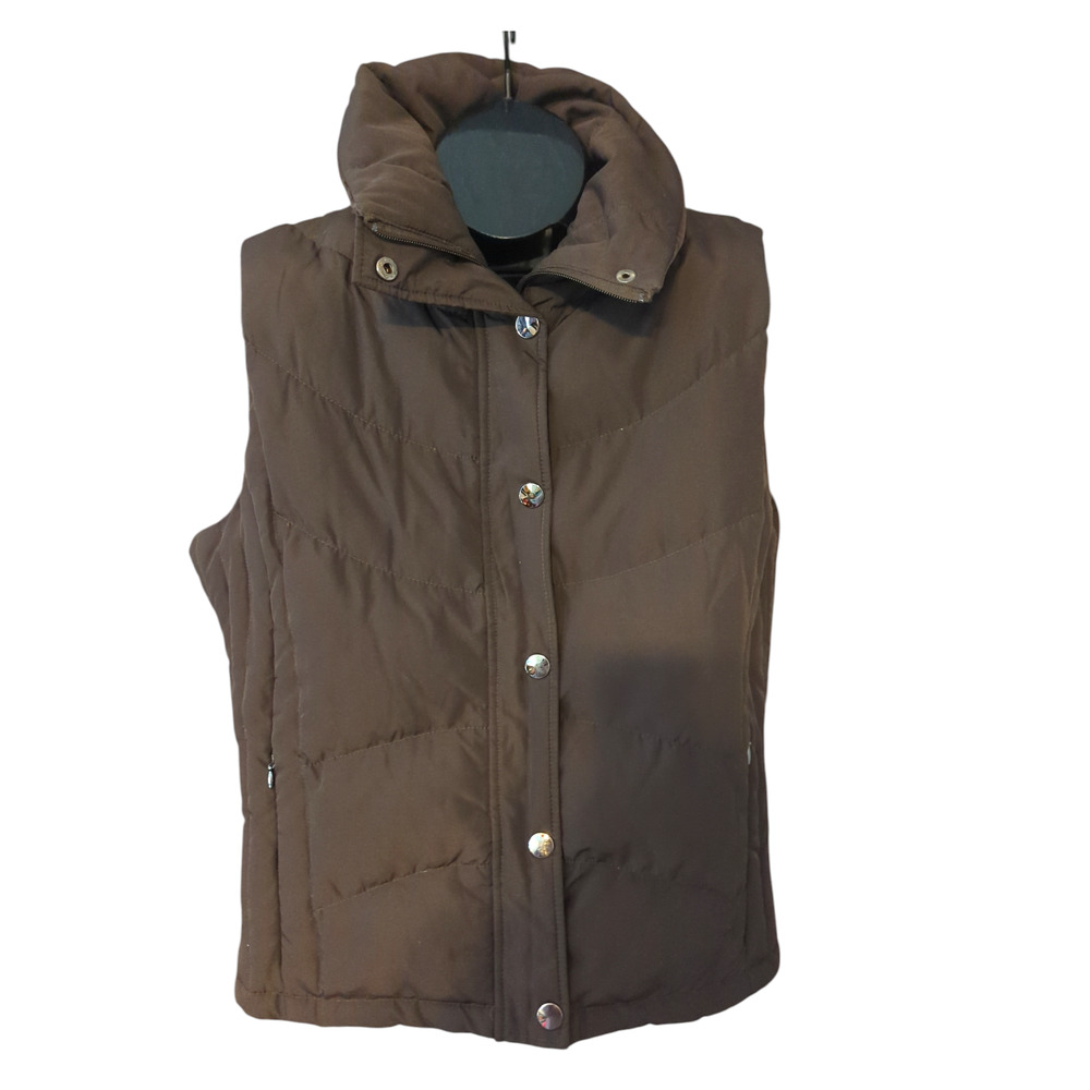 KENNETH COLE REACTION Brown Down Quilted Turtleneck Vest Women's Size Medium